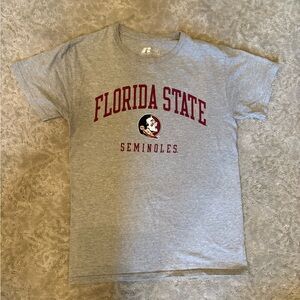 Russell Athletic Gray Crewneck T-Shirt Florida State Logo